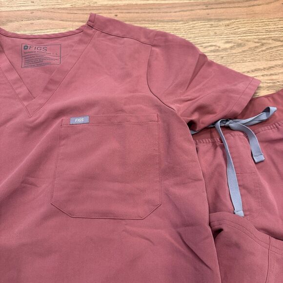 FIGS Technical Scrub Set Womens Mauve Catarina Top (Large) & Kade Pants (Medium) - Picture 5 of 8